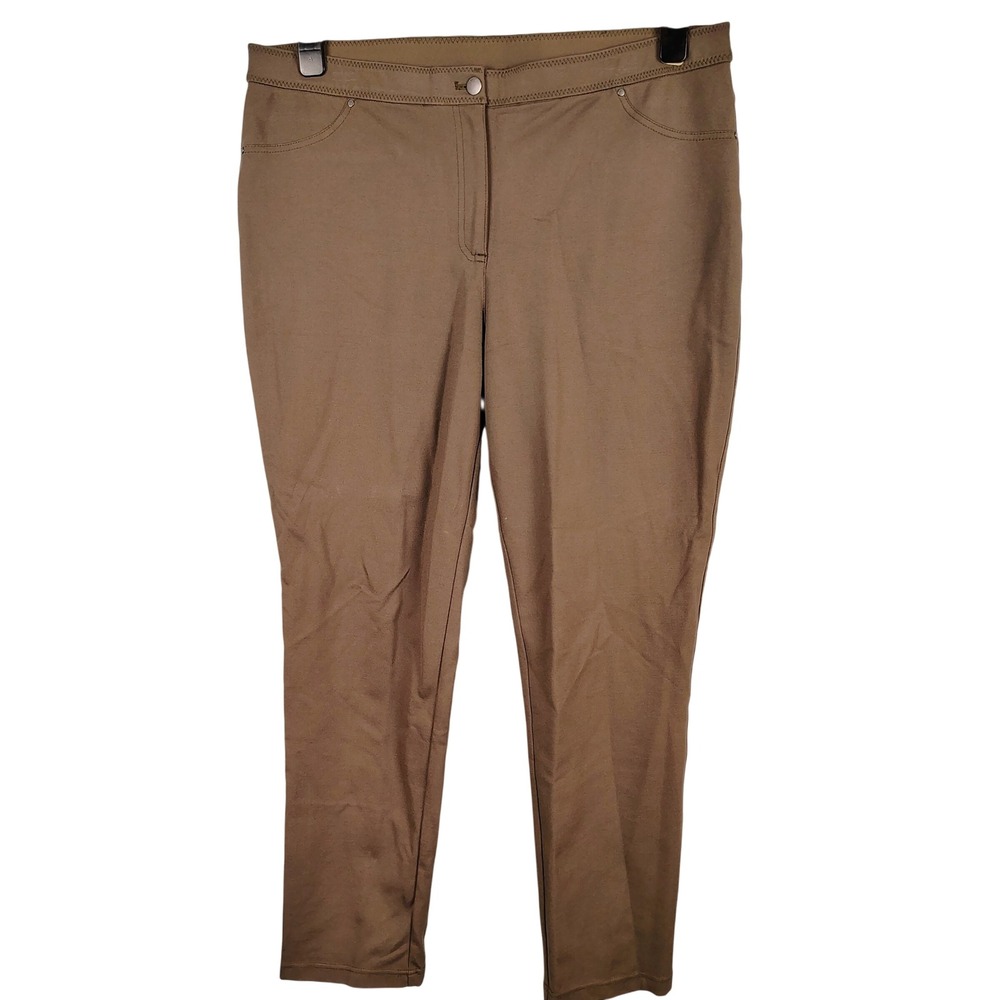 Chico's Womens SZ 3 So Slimming Juliette Pants Brown Rayon Blend Quiet Luxury
